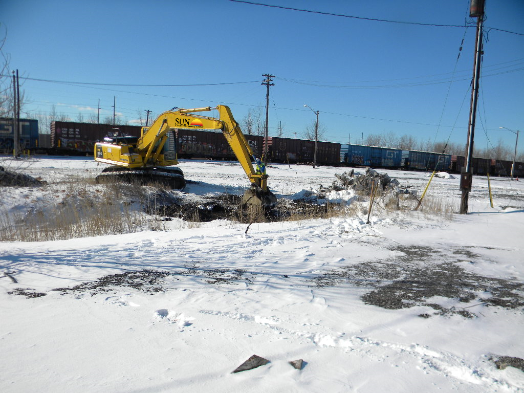 Excavator being used for environmental remediation 